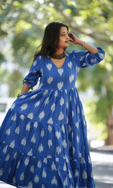 Blue Fit & Flared Dress For Women — Perfect Blend Of Comfort & Style