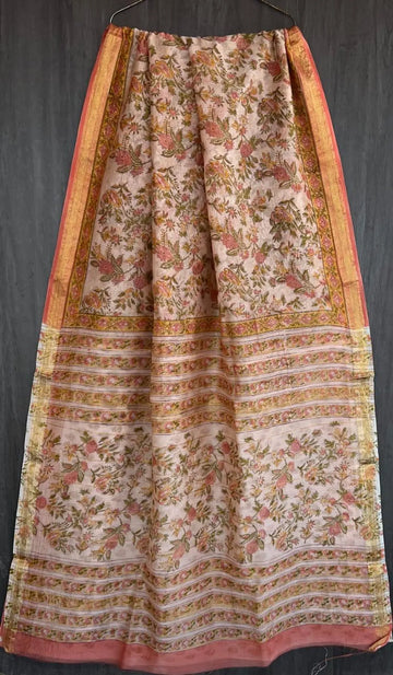 Blush Orange Maheshwari Silk Saree