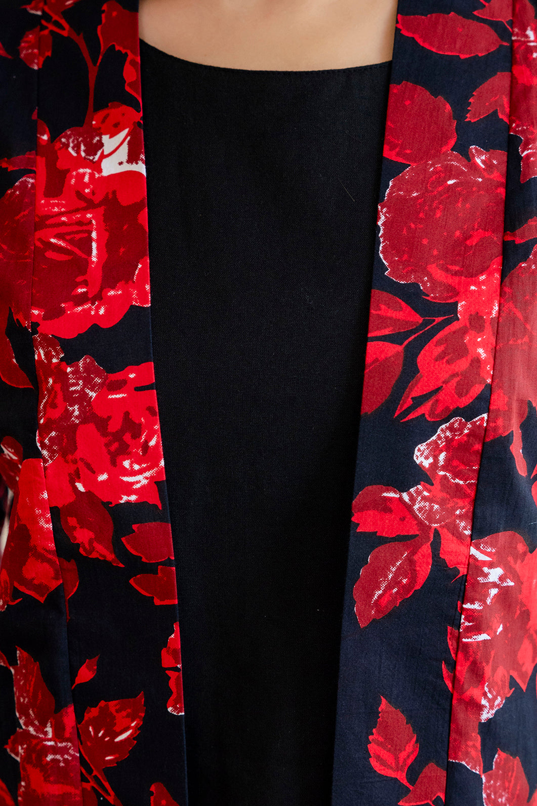 Black Floral Printed Pure Cotton A-Line Kurta For Women & Girls