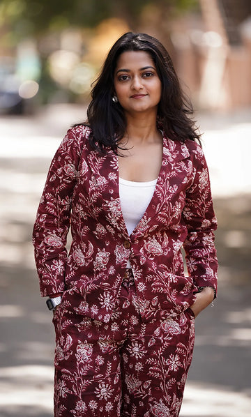 Maroon Printed Co-Ord Set For Women — Perfect Blend Of Comfort & Style