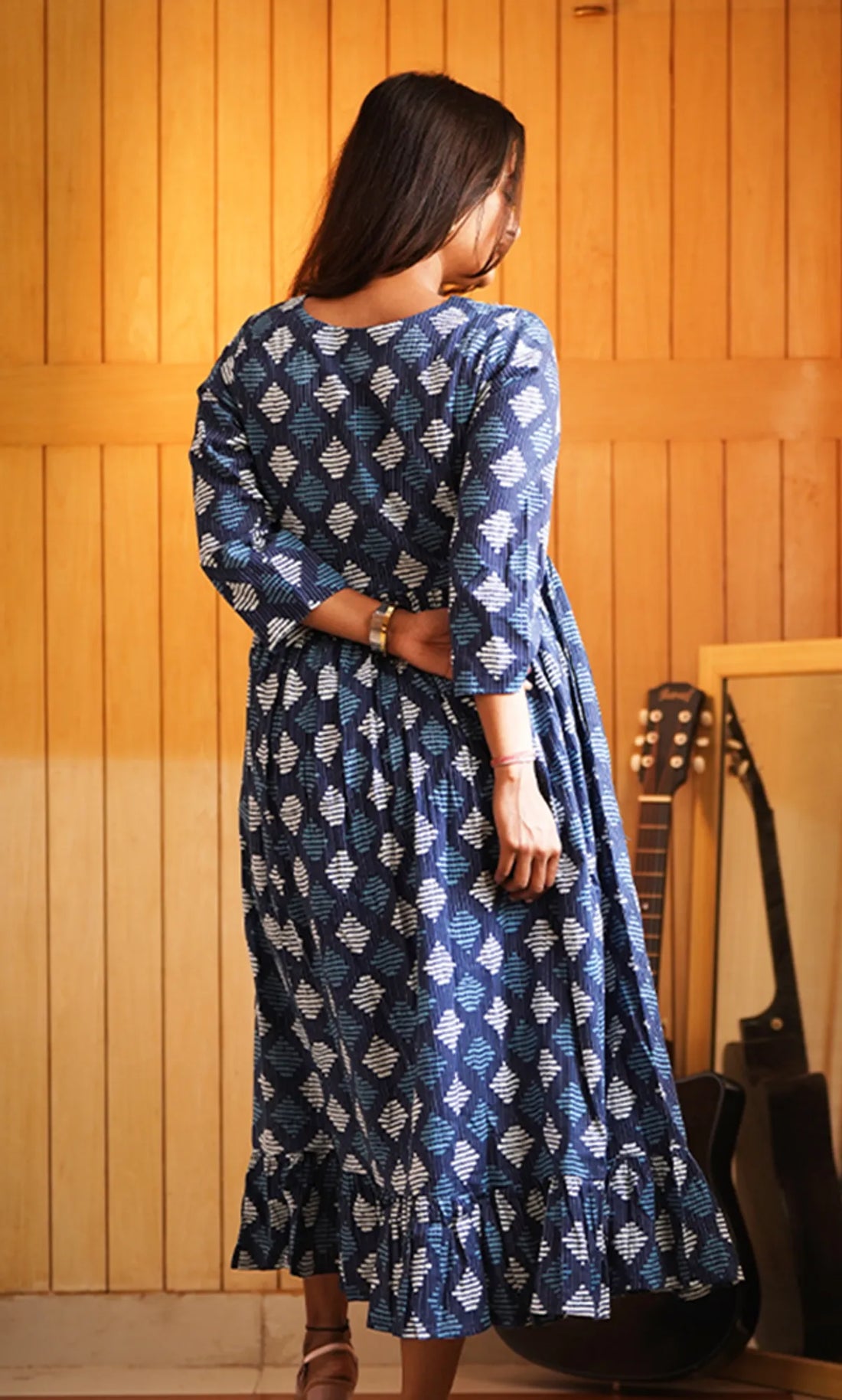 Navy Blue Stripes Fit & Flare Dress For Women — Perfect Blend Of Comfort & Style