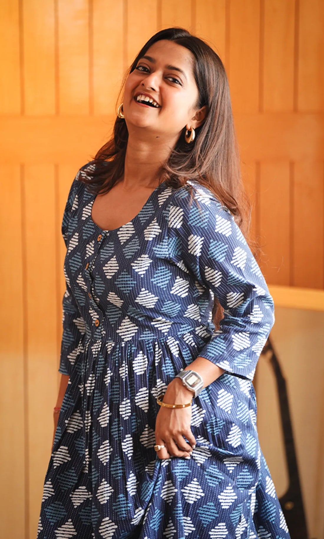 Navy Blue Stripes Fit & Flare Dress For Women — Perfect Blend Of Comfort & Style