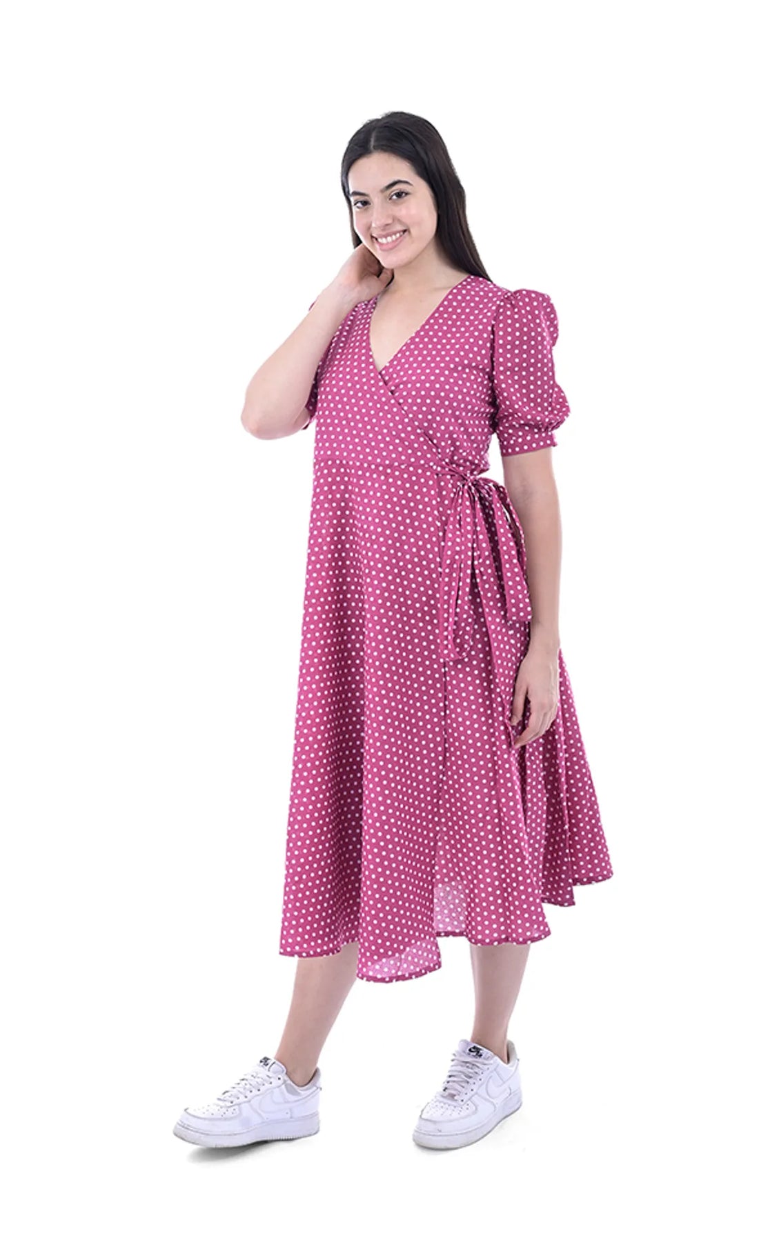 Pink Fit & Flare Dress For Women — Polka Dot Pure Cotton