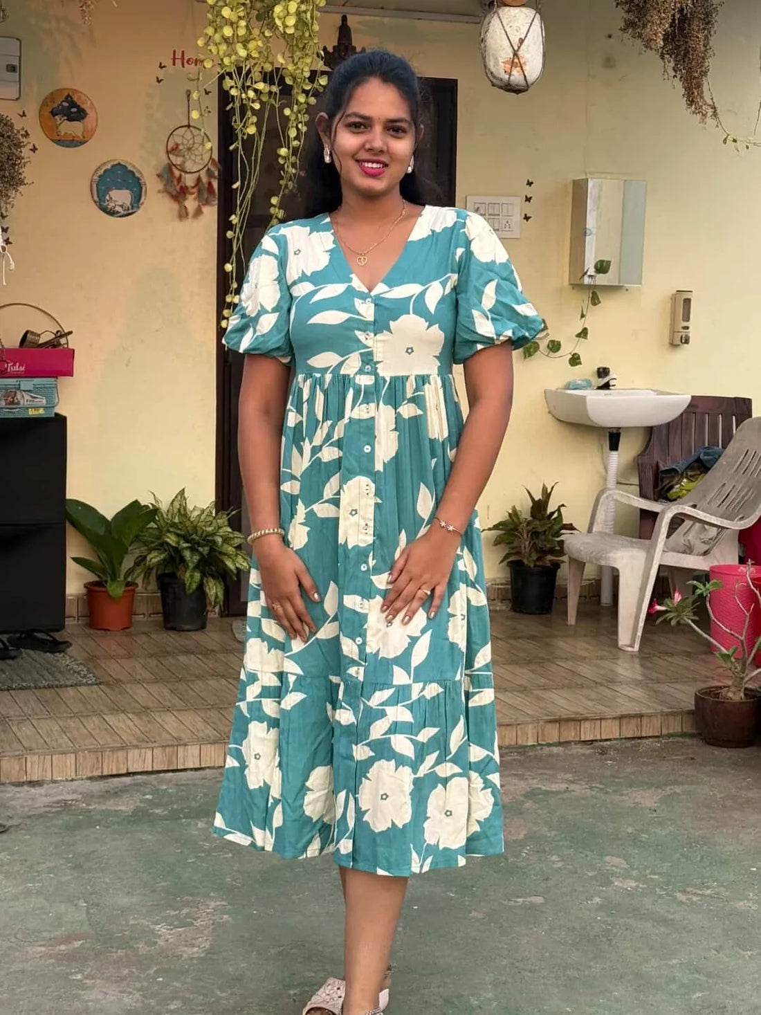 Sea Green Floral Dress For Women — Perfect Blend Of Comfort & Style