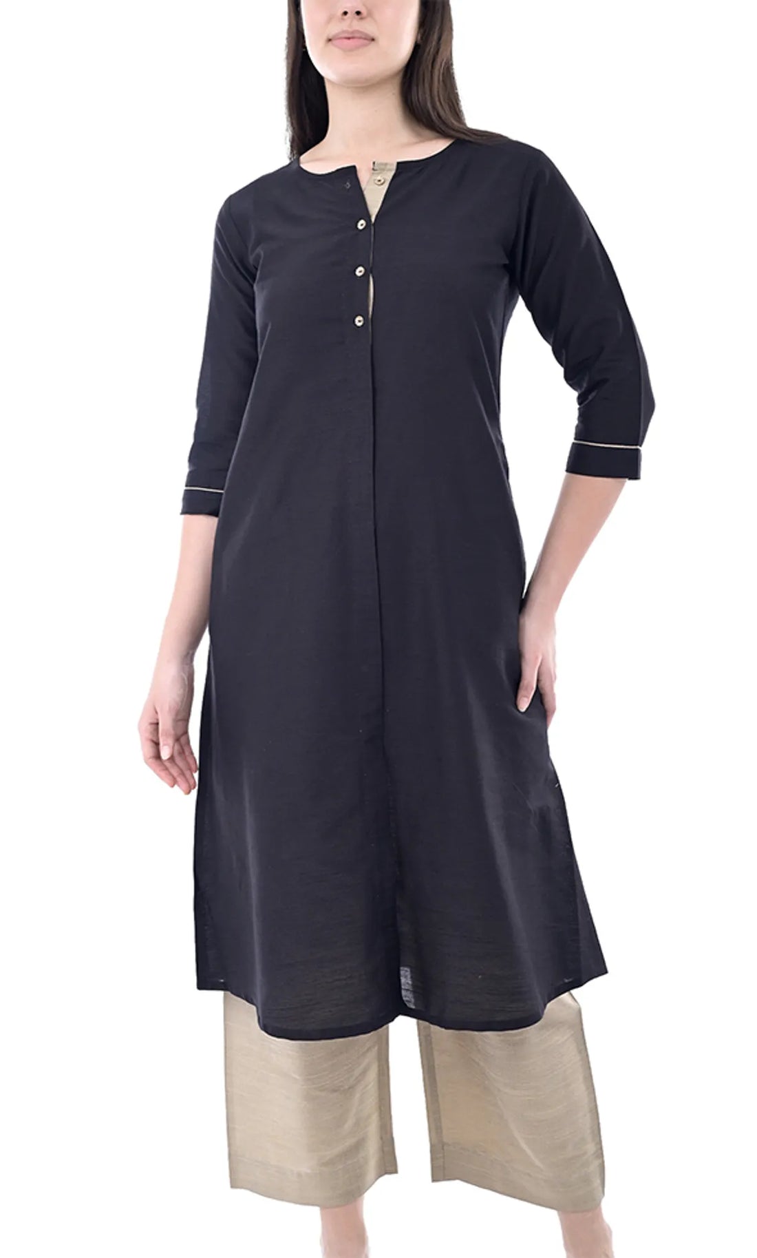 Black Solid Kurta For Women & Girls — Classic Cotton Casual Wear